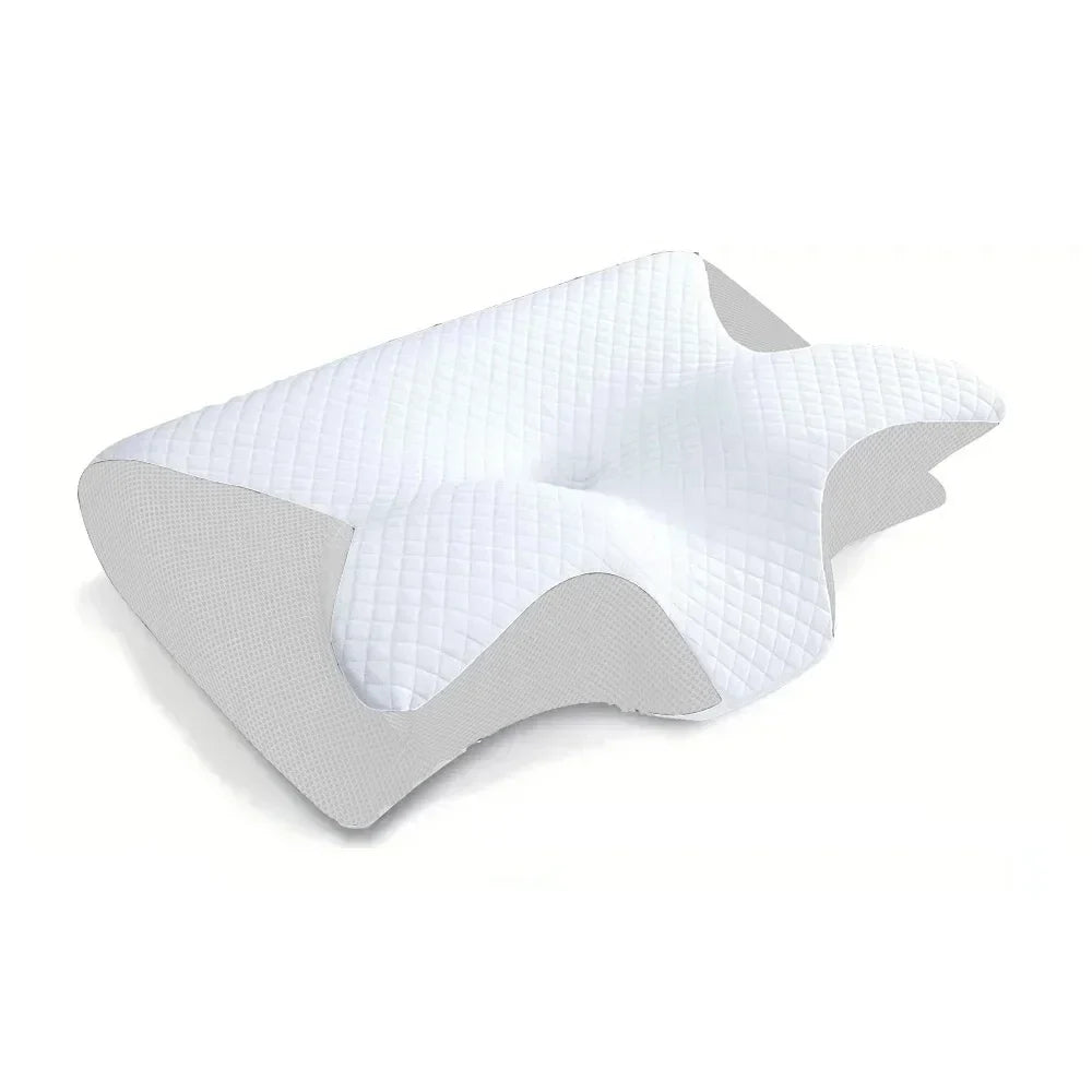Memory foam pillow for neck pain relief and abdominal support