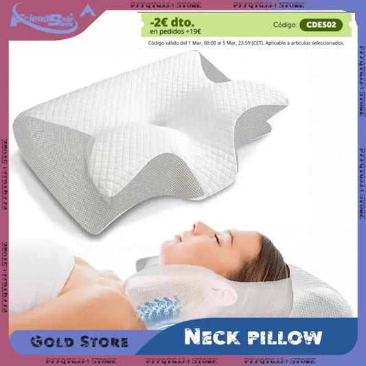 Memory foam pillow for neck pain relief and abdominal support