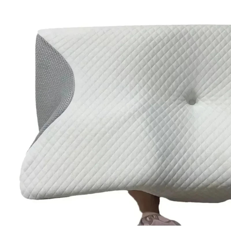 Memory foam pillow for neck pain relief and abdominal support