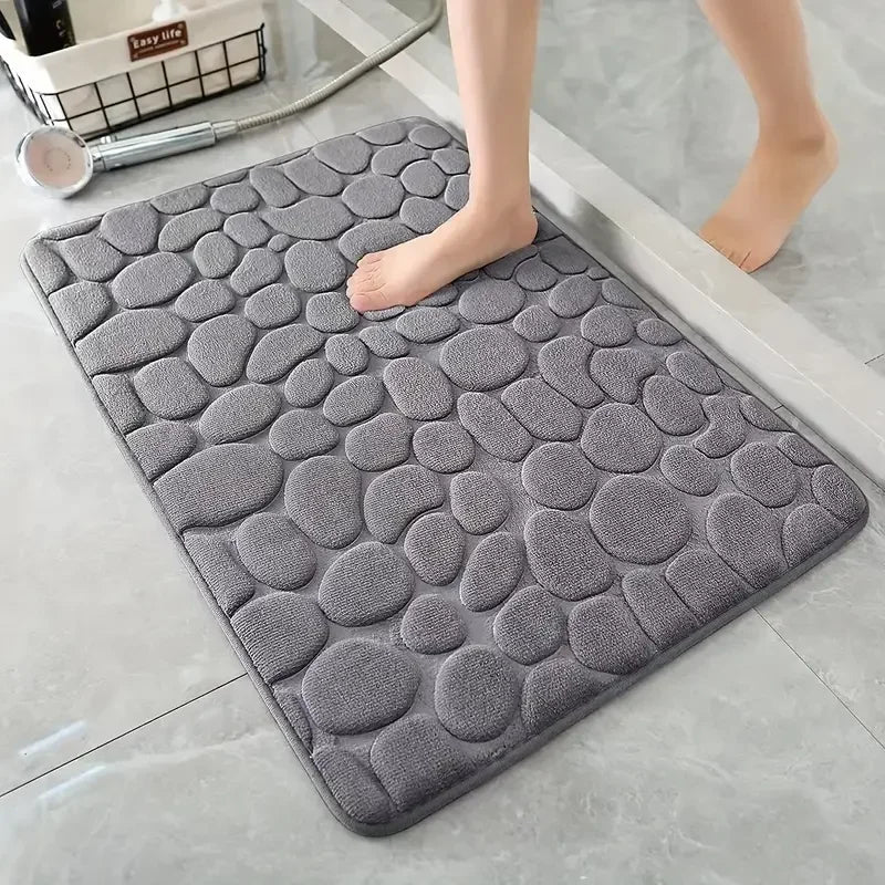 Memory Foam Bath Rug with Cobblestone Embossment
