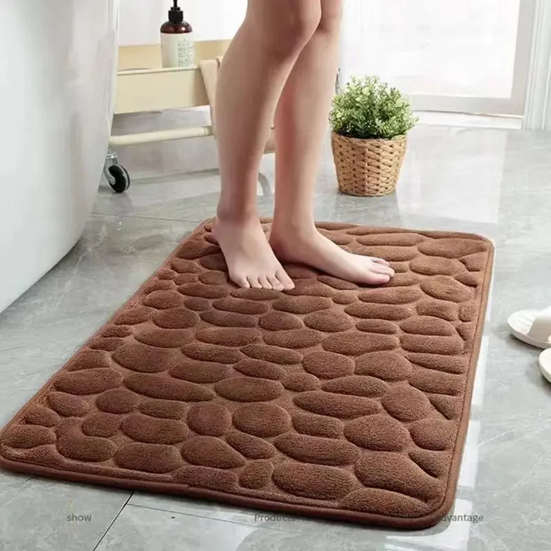 Memory Foam Bath Rug with Cobblestone Embossment