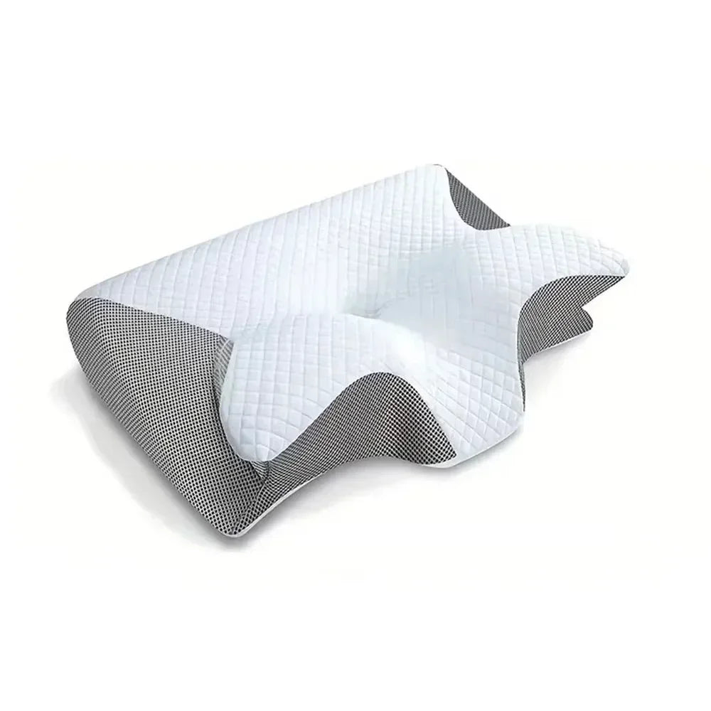 Memory foam pillow for neck pain relief and abdominal support