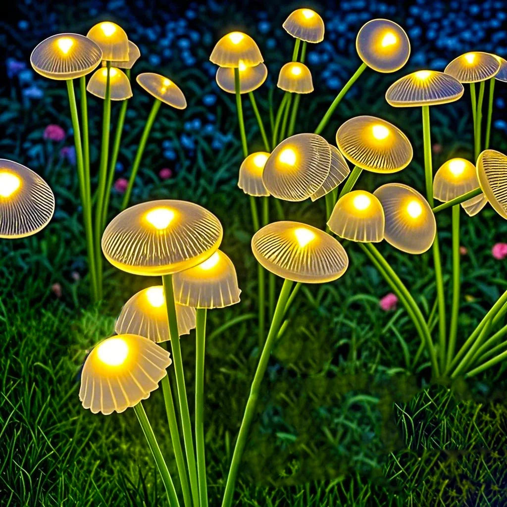 Solar Mushroom Garden Lights Dual Mode, Waterproof LED Outdoor Decorative Lights for Yard Pathway
