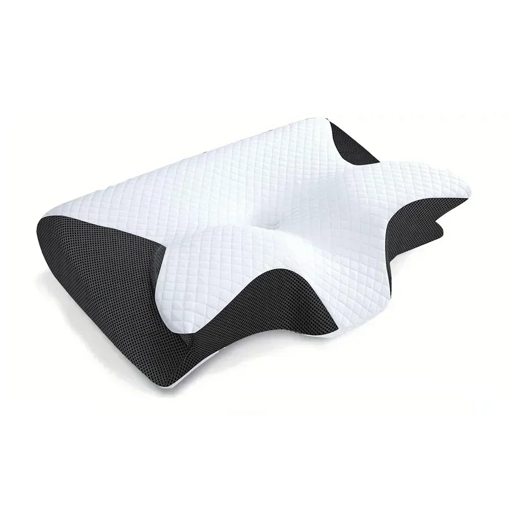 Memory foam pillow for neck pain relief and abdominal support